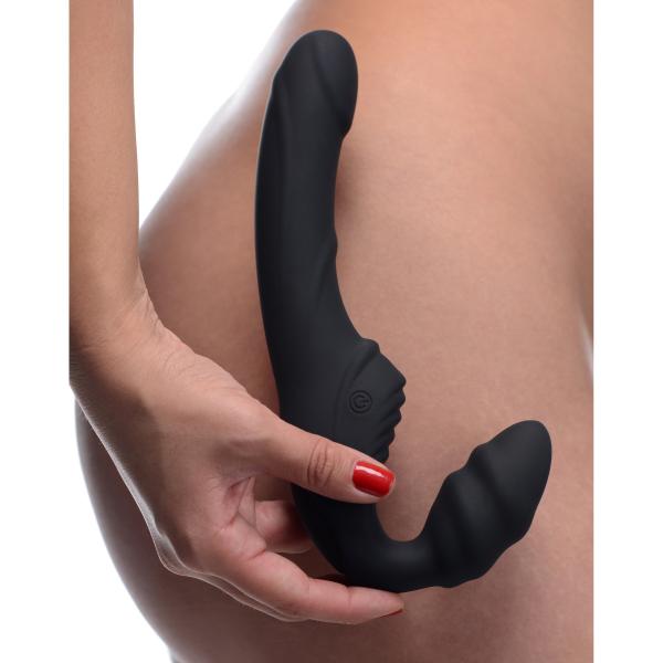 Strap U Slim Rider Ribbed Vibrating Strapless Strap On