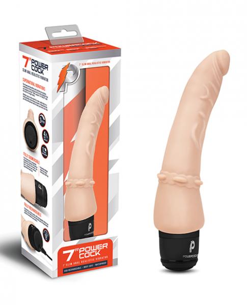 Powercocks 7in Slim Anal Vibrator Nude