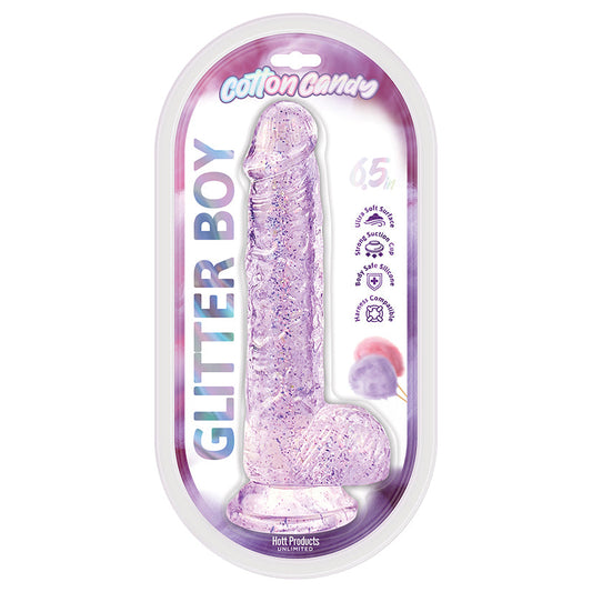 Cotton Candy Glitter Boy 6.5 inch pink jelly glitter dildo