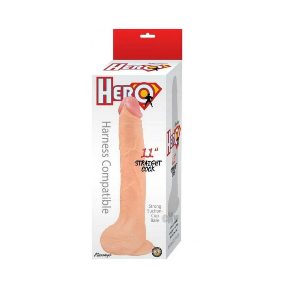 Hero Straight Cock 11" Dildo - White