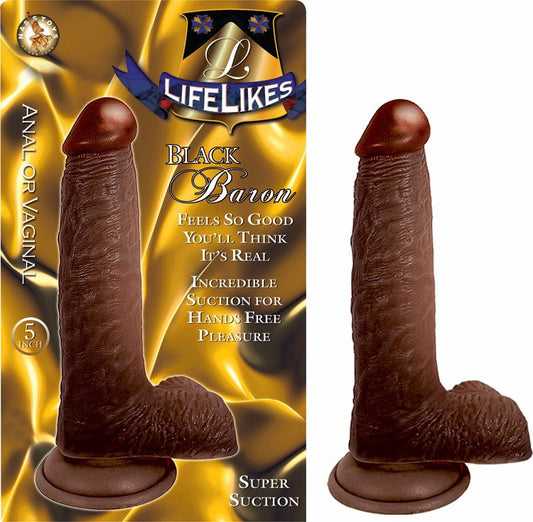 Lifelike Black Baron Dildo - Black