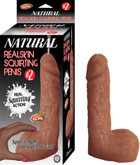 Natural Realskin Squirting Penis #2 Brown Dildo