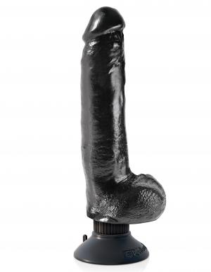 King Cock 9 Inches Vibrating Dildo with Balls Black