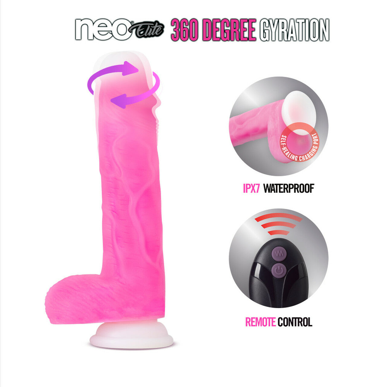 Neo Elite - Roxy - 8-inch Gyrating Dildo - Pink